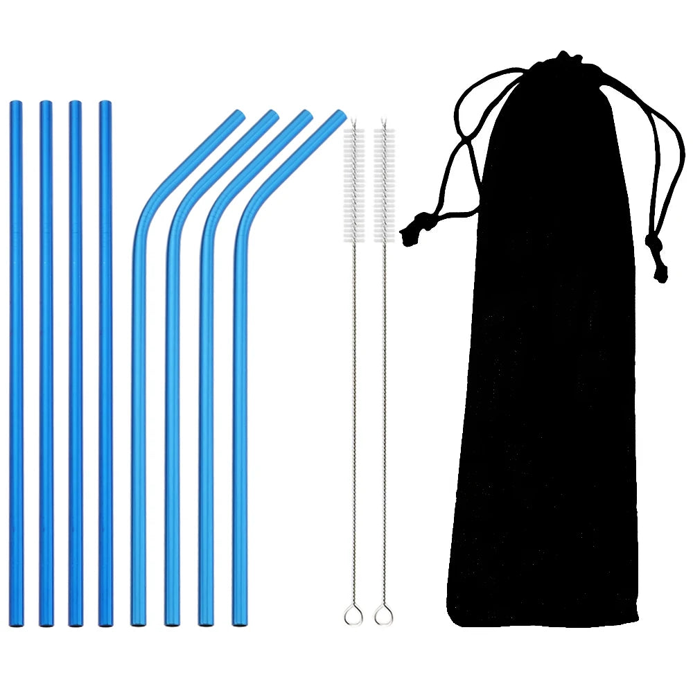 Reusable Stainless Steel Straws Set with Cleaning Brush