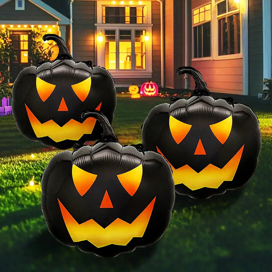 Halloween Pumpkin Balloons, Black Foil Party Decorations 3-Piece Set