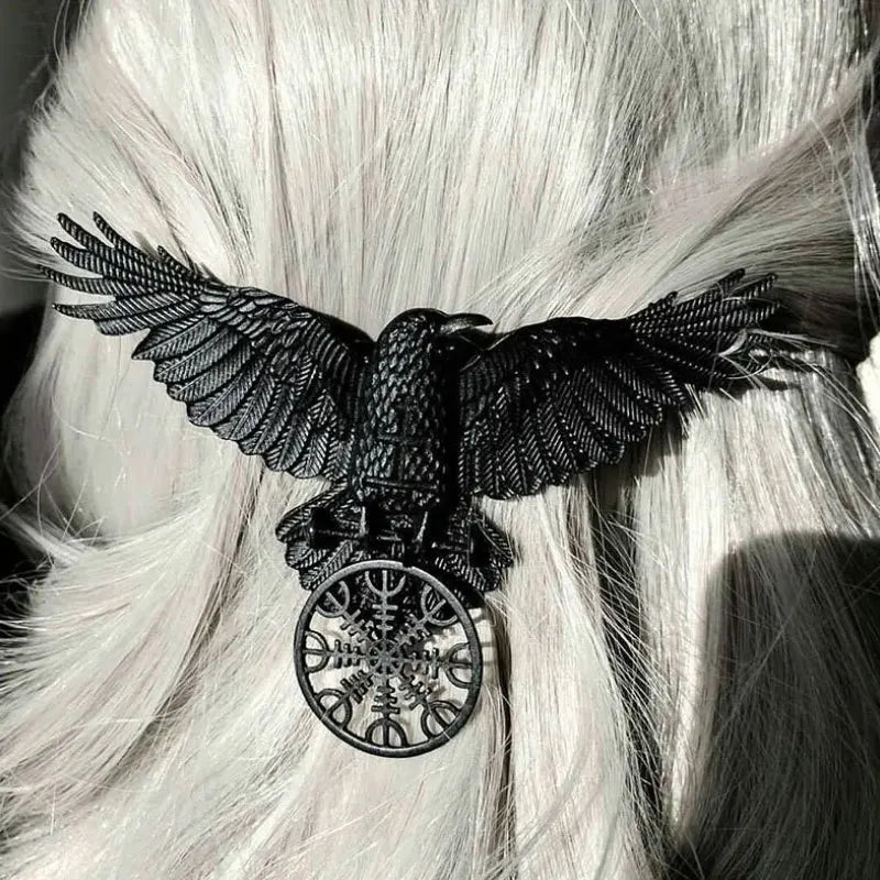 Gothic Hair Clip Crow Design Metal Barrette for Women