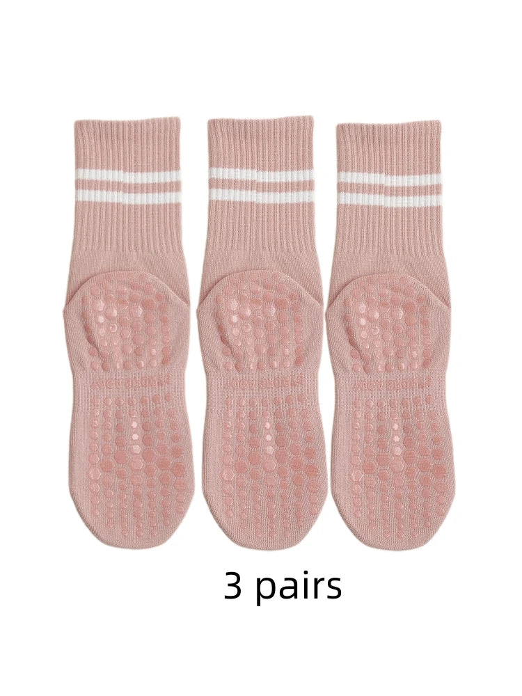 Women's Yoga Socks Non-Slip Knee-High Pilates Sports Socks 3-Pair