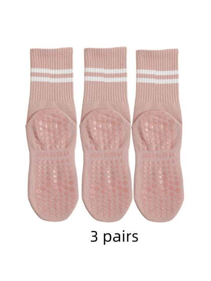 Women's Yoga Socks Non-Slip Knee-High Pilates Sports Socks 3-Pair