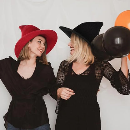 Halloween Witch Hat Long Point Knitted Cap with Wide Brim for Adults