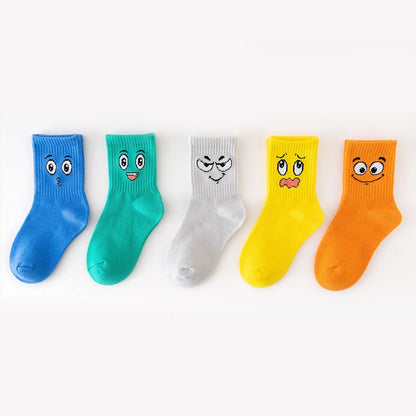 Kids' Socks Funny Face Pattern Comfortable Unisex 5-Pair Set