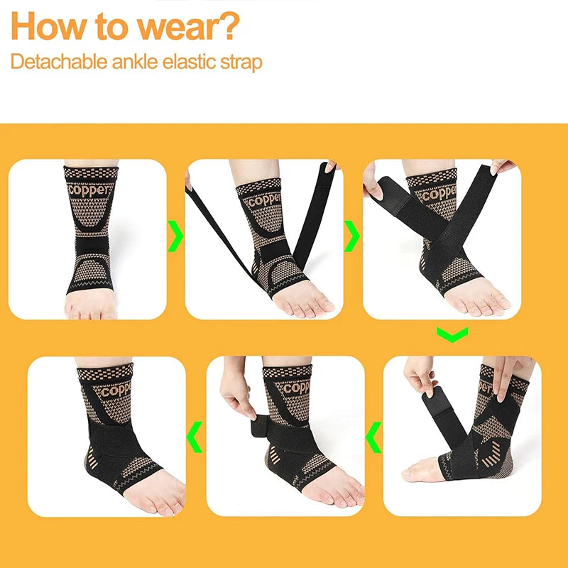 Ankle Compression Sleeve Copper Infused Support Brace