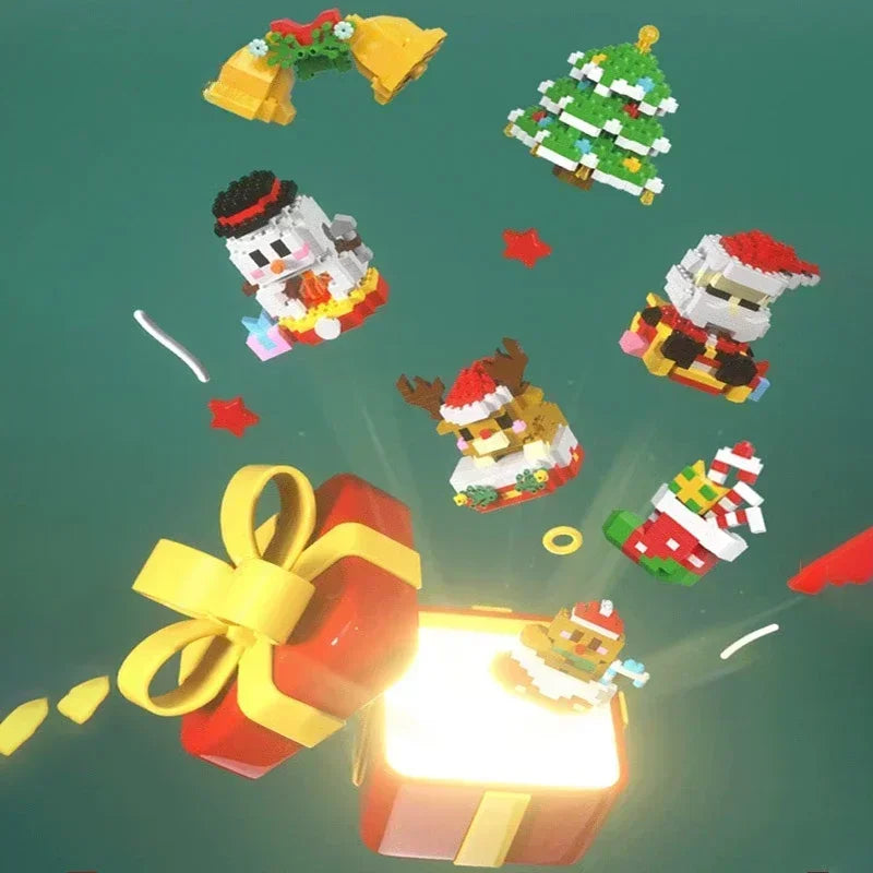 Christmas Building Blocks Set – Santa & Reindeer Micro Bricks