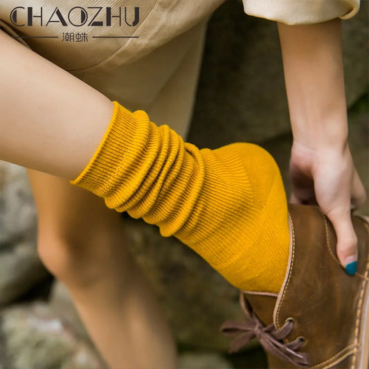 Women’s Cotton Socks, Casual Mid Calf Socks 1 Pair