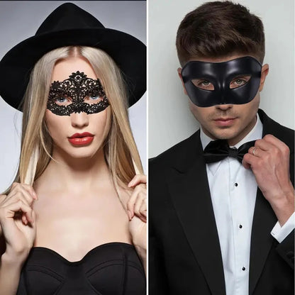 Masquerade Mask – 2-Piece Black Lace Set for Halloween Parties