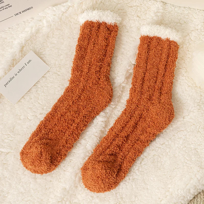 Women's Winter Socks Coral Velvet Warm Fuzzy Floor Socks 2-Pair