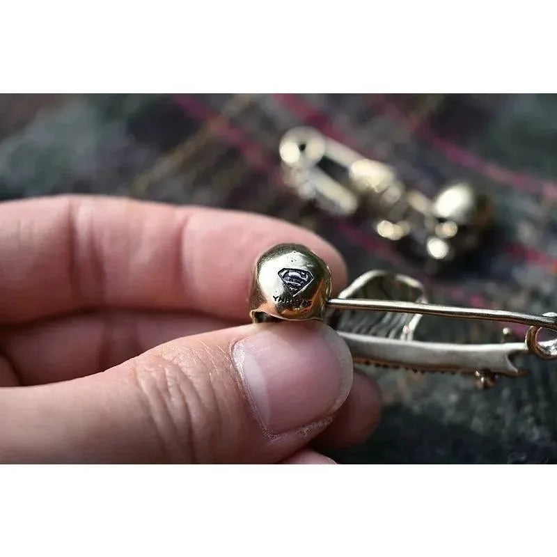 Skull Brooch Set of 2 Gothic Metal Pins for Scarves & Sweaters
