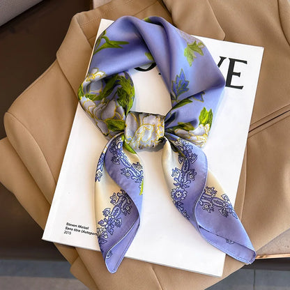 Women's Square Scarf, 70×70cm Printed Satin-Style Headscarf