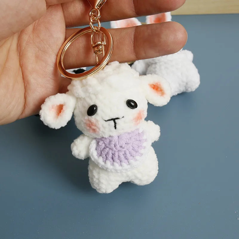 Sheep Keychain Cute Crochet Animal Keyring for Bags and Keys