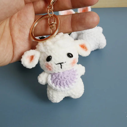 Sheep Keychain Cute Crochet Animal Keyring for Bags and Keys