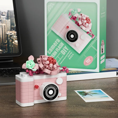 Camera Building Block Set Retro Flower Model Creative DIY Kit
