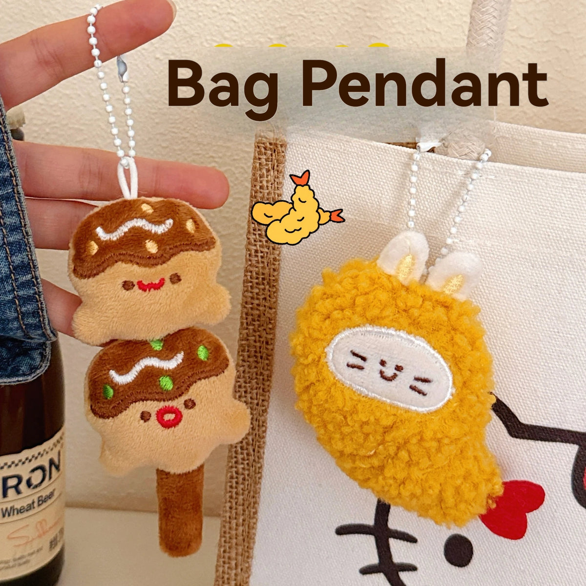 Plush Keychain – Cute Food Backpack Charm & Bag Accessory
