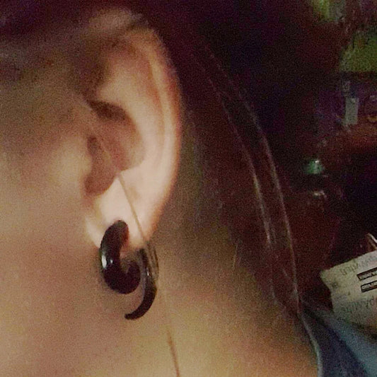 Acrylic Ear Stretching Plugs Black Spiral Gauges 1.2mm-24mm