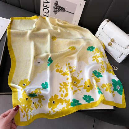 Women's Square Scarf, 70×70cm Printed Satin-Style Headscarf