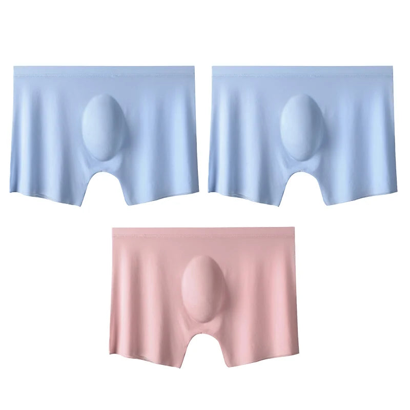 Men's Boxer Briefs Seamless Ice Silk Summer Underwear 3-Pack