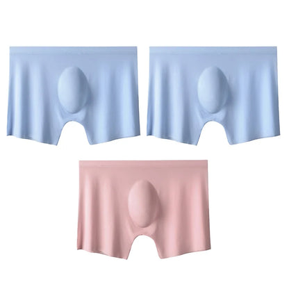 Men's Boxer Briefs Seamless Ice Silk Summer Underwear 3-Pack