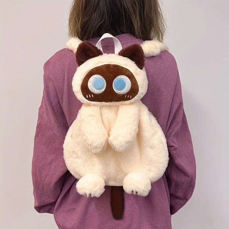 Cat Backpack Plush Shoulder Bag 35cm Soft Crossbody Bag