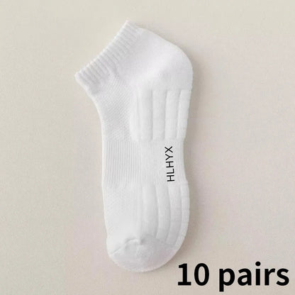 Men's Cotton Sports Socks Thick Cushioned Basketball 10-Pair