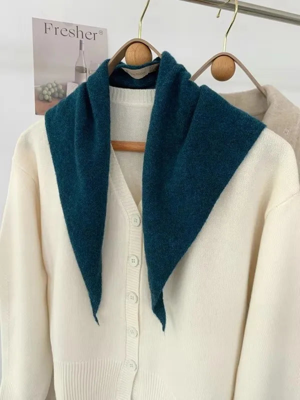 Women’s Wool Scarf Knitted Striped Warm Shawl