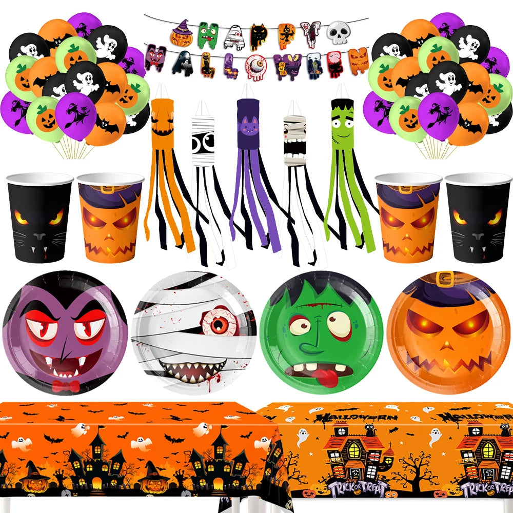 Halloween Ghost Decorations, Party Tableware and Hanging Decor