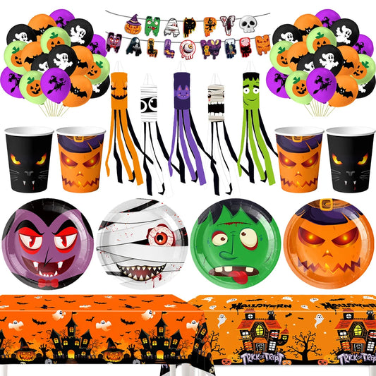 Halloween Ghost Decorations, Party Tableware and Hanging Decor