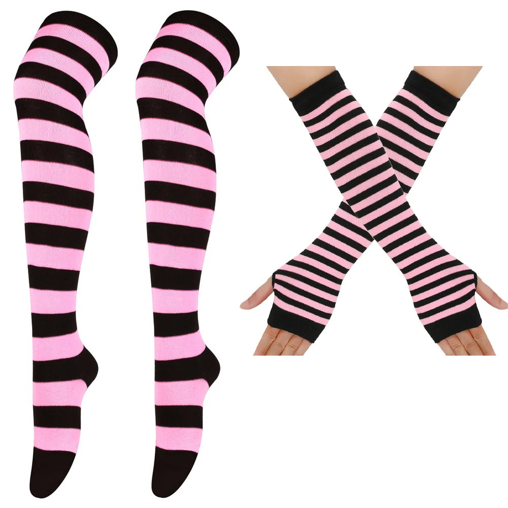 Thigh High Stockings – Women's Striped Over The Knee Socks