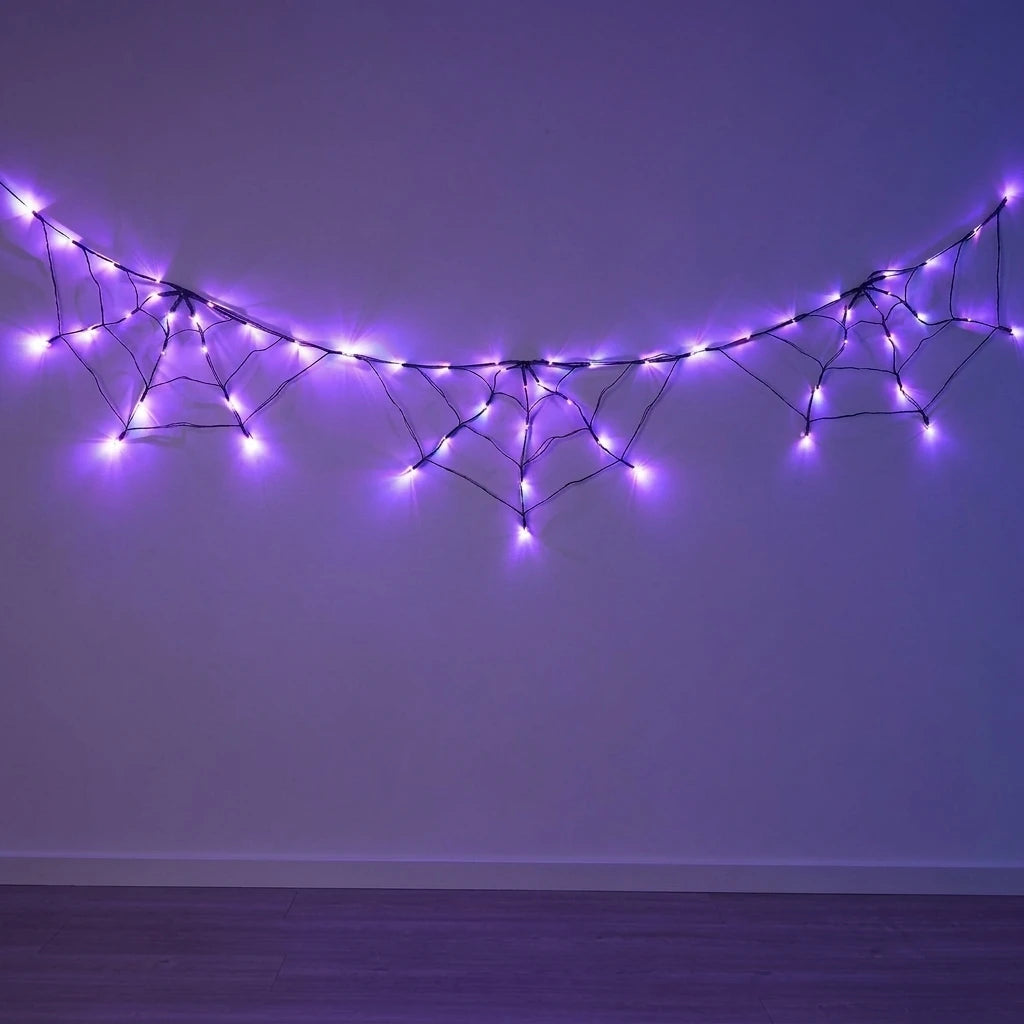 Halloween Spider Web Lights, Colorful LED String Decoration
