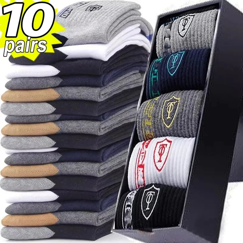 Men's Crew Socks Breathable Cotton Sports Socks 5/10 Pairs