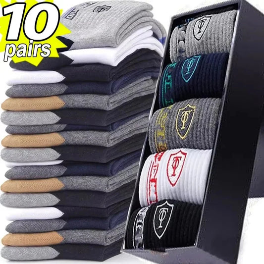 Men's Crew Socks Breathable Cotton Sports Socks 5/10 Pairs