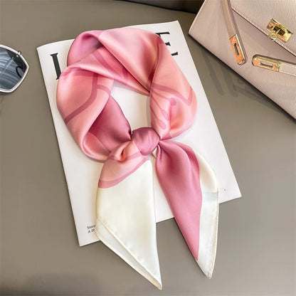 Women's Square Scarf, 70×70cm Printed Satin-Style Headscarf