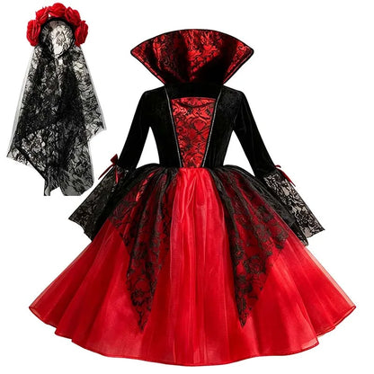 Girls Halloween Costume, Gothic Witch Tutu Dress with Lace