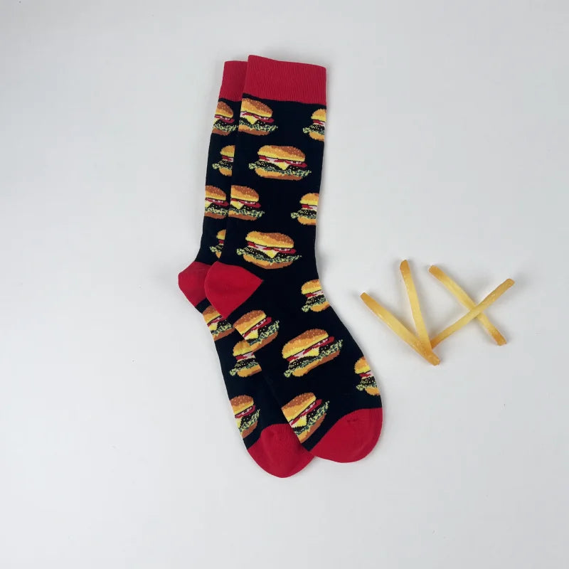 Funny Socks Unisex Tomato Ketchup & French Fry Mid-Calf Pair