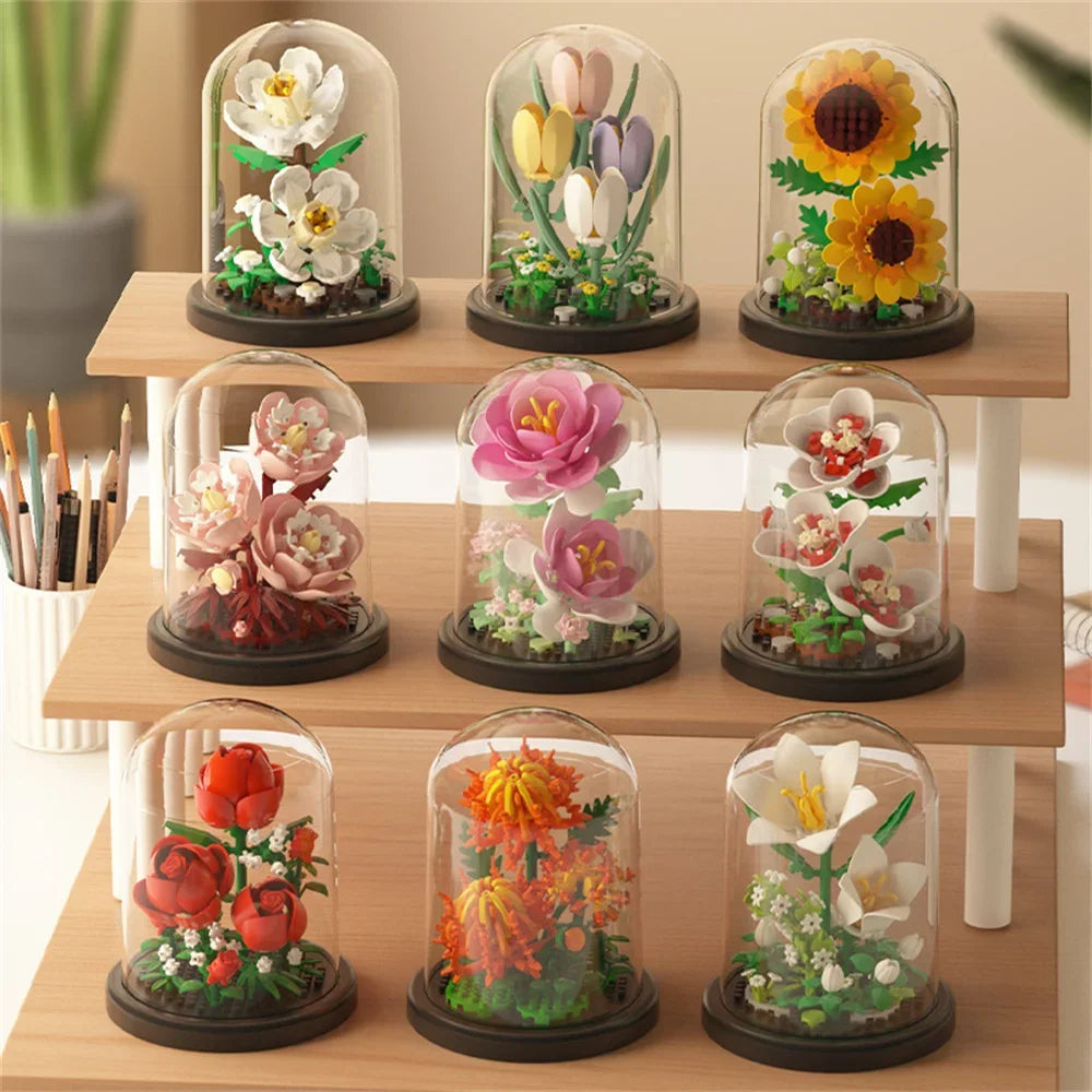 Flower Bouquet Building Blocks DIY Plant Model for Home Decor