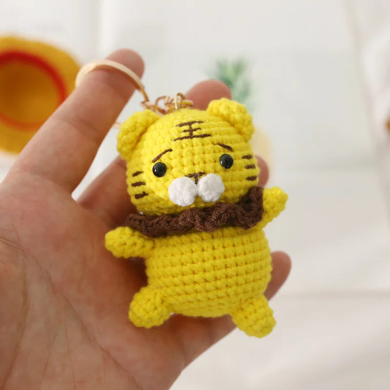 Crochet Rabbit Keychain Cute Knitted Animal Pendant for Bags and Keys