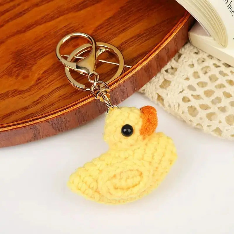 Duck Keychain Cute Crochet Animal Keyring Pair for Bags and Keys