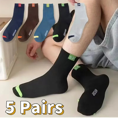 Men's Crew Socks Breathable Cotton Sports Socks 5/10 Pairs