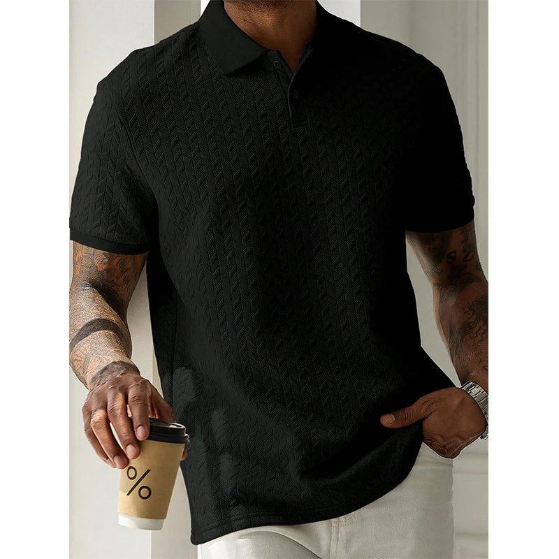 Men's Polo Shirt Short Sleeve Breathable Solid Color Casual Top