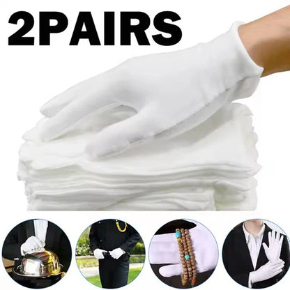 White Cotton Gloves, Lightweight Breathable Etiquette Work Gloves