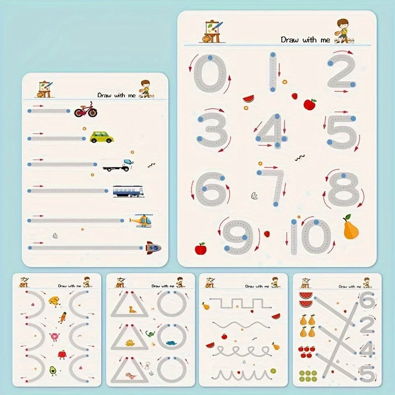 Reusable Tracing Workbook for Kids with Pen and Eraser, 34 Pages