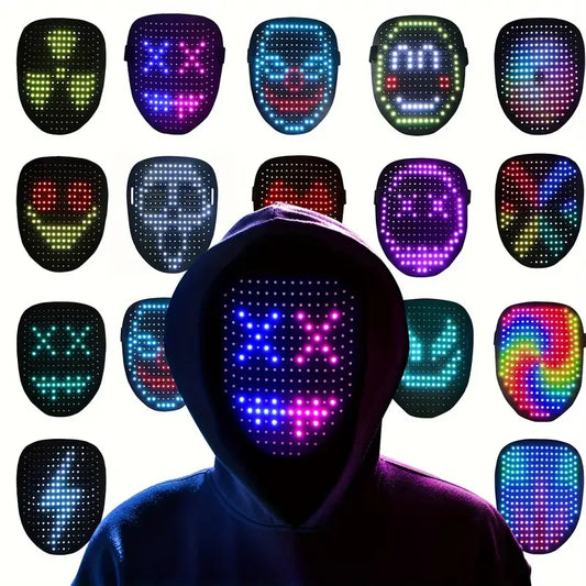 LED Halloween Mask Gesture Sensing Light Up Full Face Mask