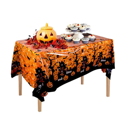 Halloween Tablecloth Disposable Plastic Pumpkin Spider Web Bat Cover