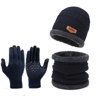 Men's Winter Hat Scarf Gloves Set – Warm Knit Accessories
