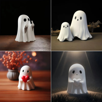 Middle Finger Ghost Statue, Funny Halloween Tabletop Decor