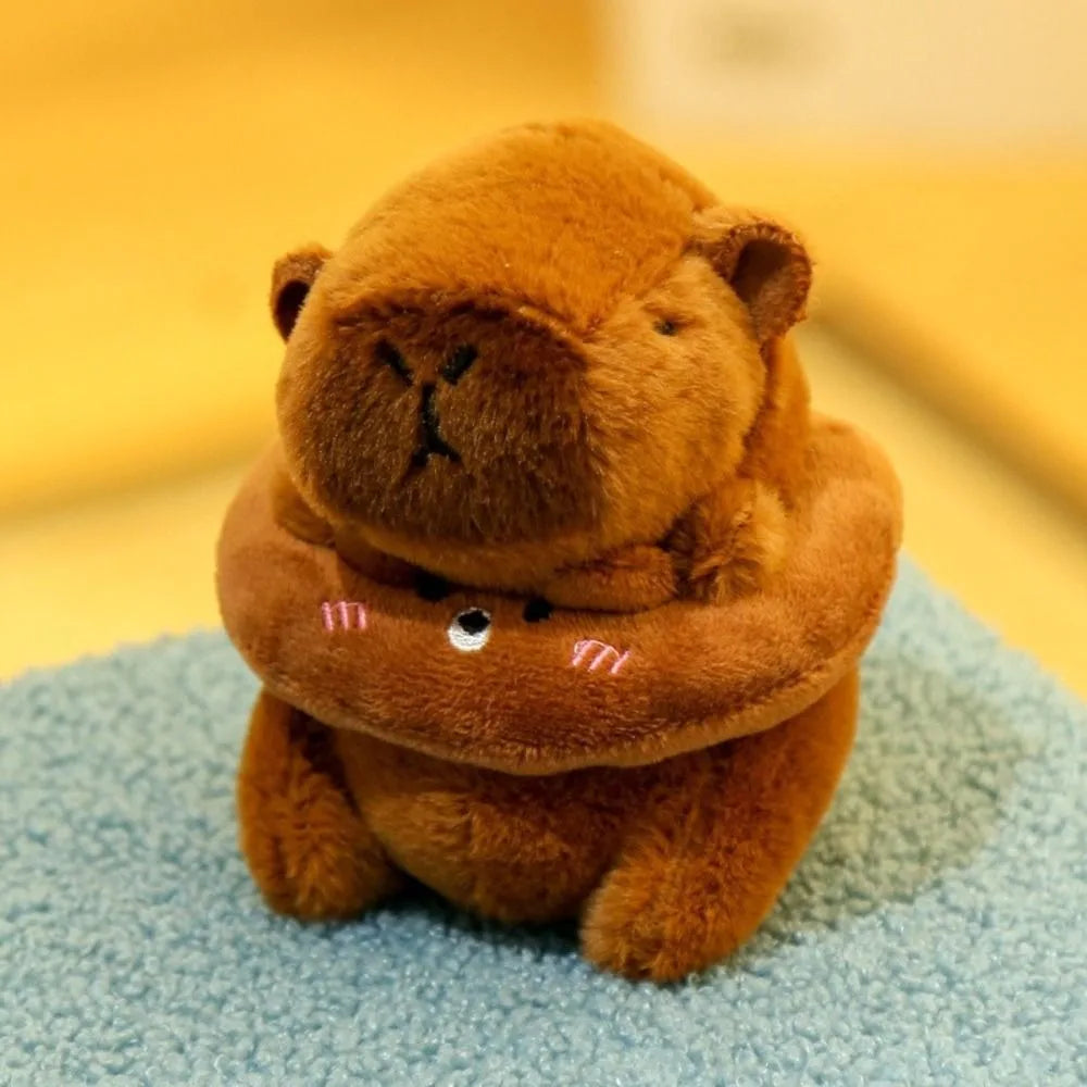 Capybara Plush Toy with Hoodie Wings – Mini Stuffed Animal Keychain