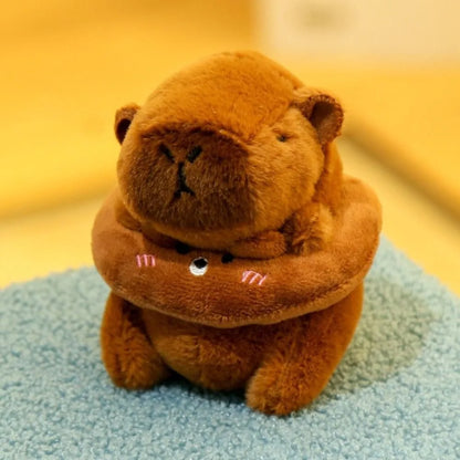 Capybara Plush Toy with Hoodie Wings – Mini Stuffed Animal Keychain