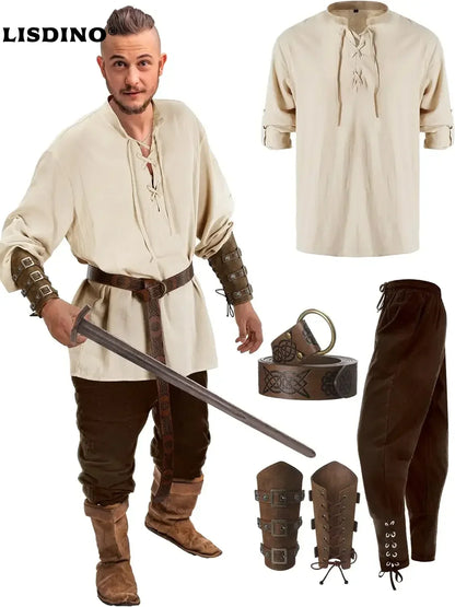Medieval Costume for Men – Renaissance Pirate Shirt & Pants Set