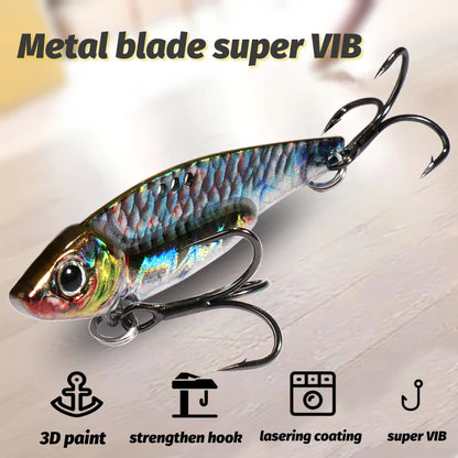 Vibration Fishing Lure Sinking Blade Bait with Treble Hook