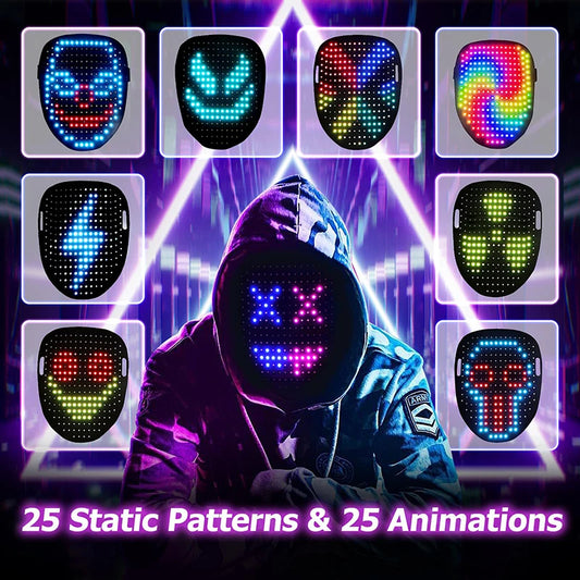 LED Halloween Mask Gesture Sensing Light Up Full Face Mask